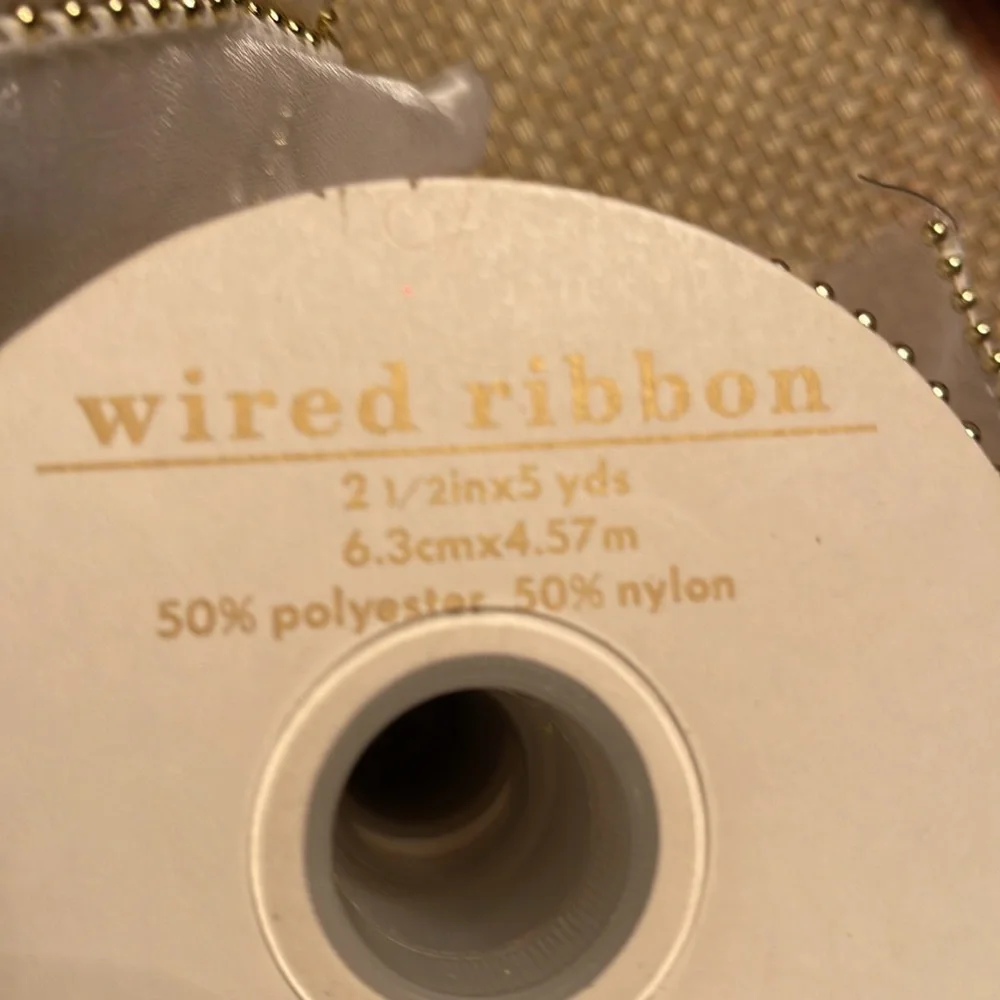 PIER ONE IMPORTS WIRED RIBBON-WHITE GOLD BEADING